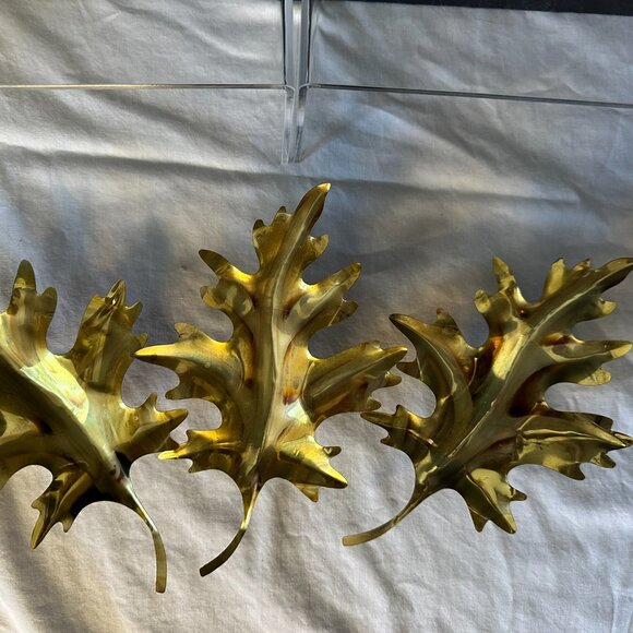 Homco Home Interiors brass color metal Oak leaves Wall Hanging Vintage - Picture 3 of 6